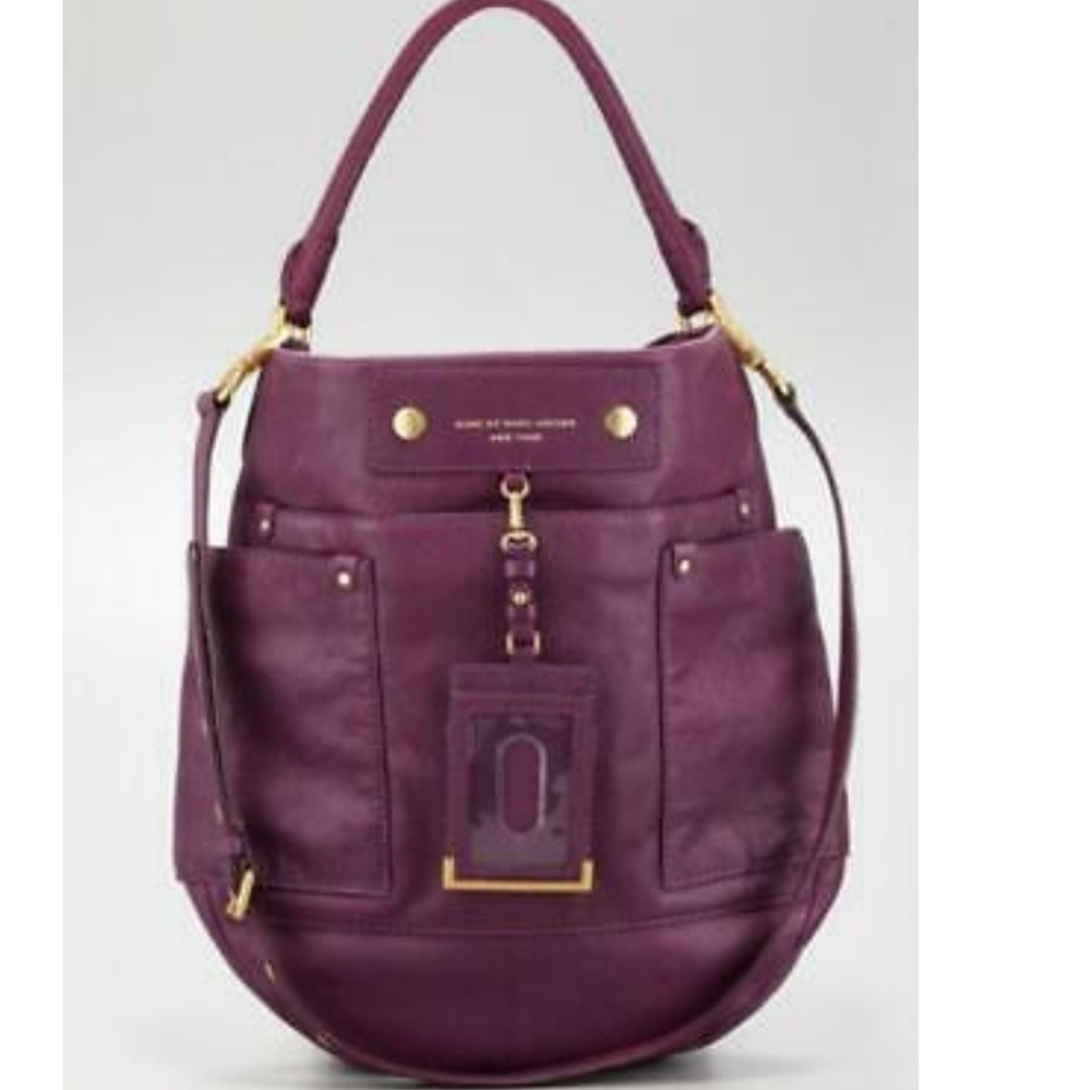 Marc by Marc Jacob Leather Hobo Bag, Dark Magenta